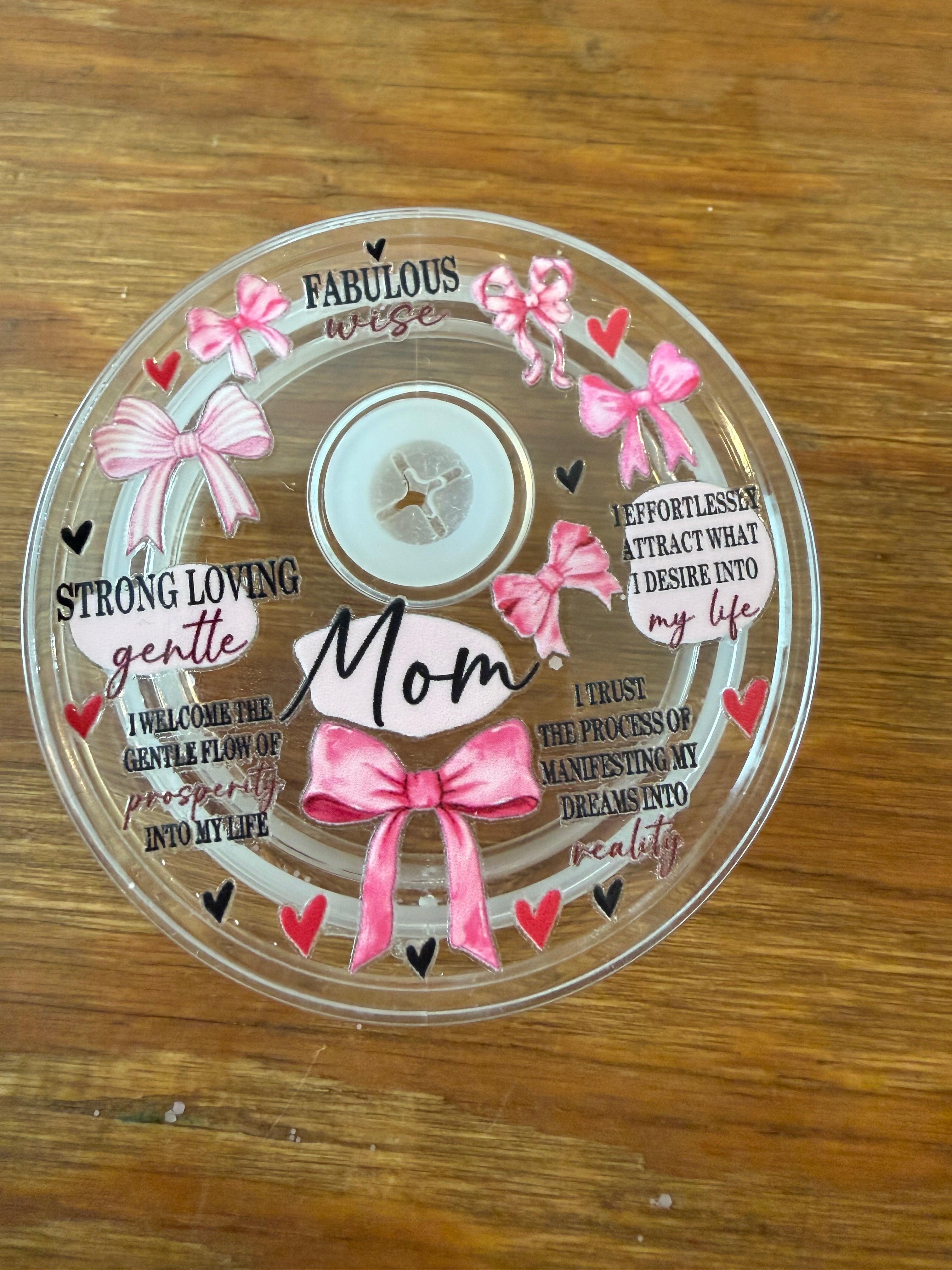 Premade mom tumbler 16oz. With custom lid