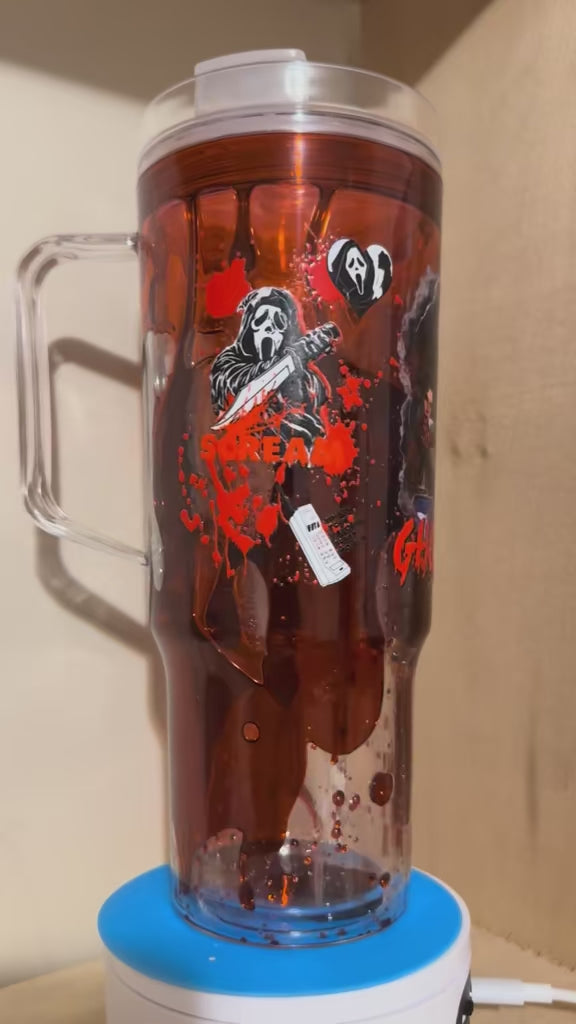 Ghost face blood drip tumbler